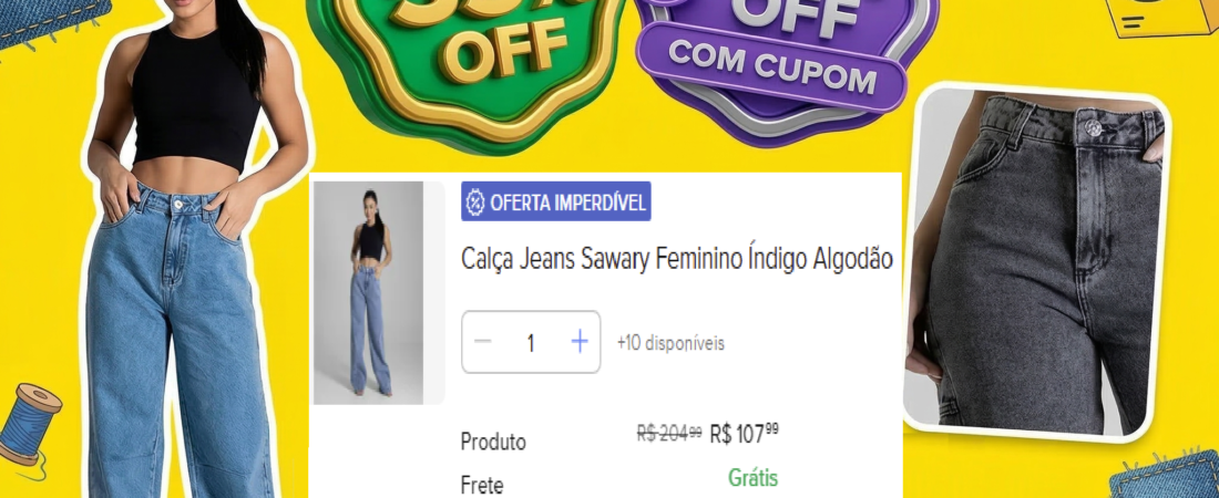 Calças Jeans Sawary com 15% OFF