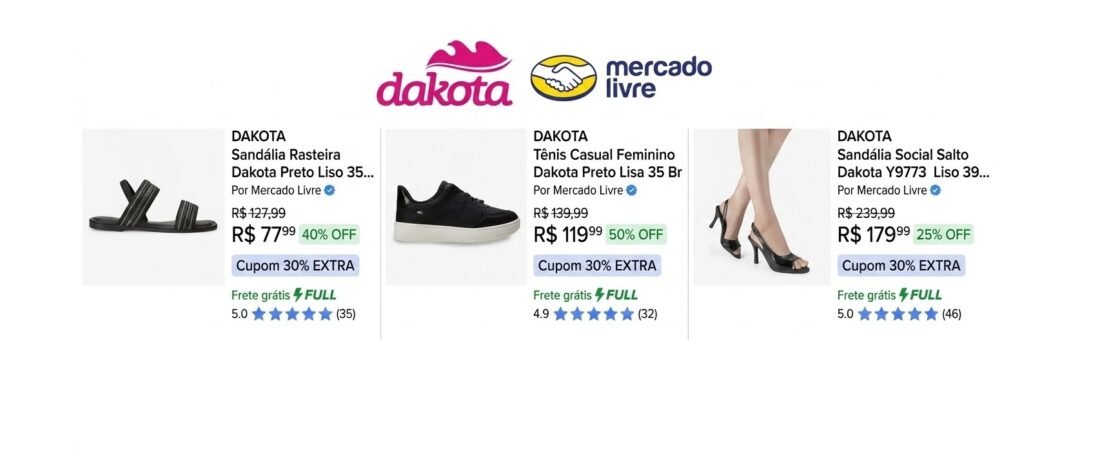 Sapatos Dakota com 15 a 20% off com cupom Mercado Livre