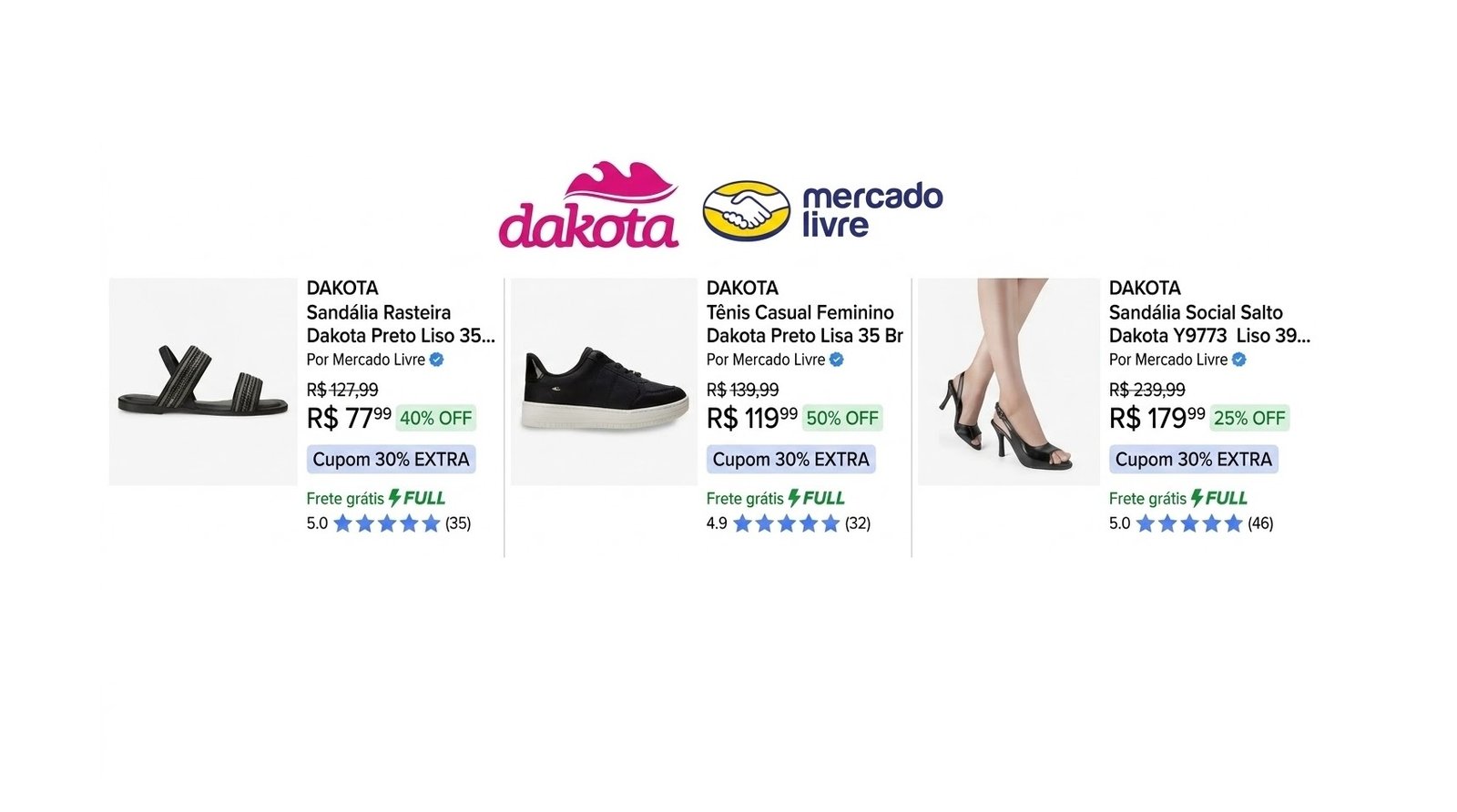 Sapatos Dakota com 15 a 20% off com cupom Mercado Livre