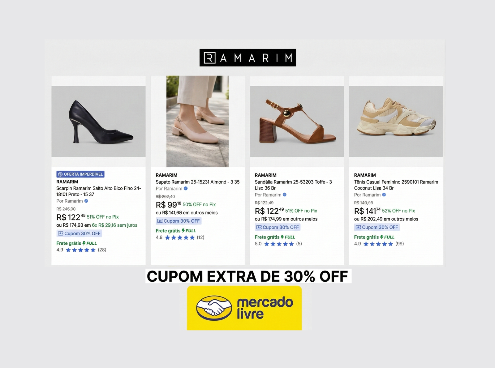 Sapatos Ramarim com 25% OFF no Mercado Livre