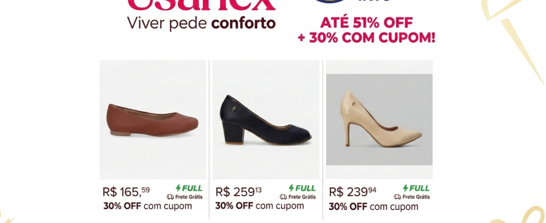 Calçados Usaflex com 15 a 25% de desconto com cupom Mercado Livre