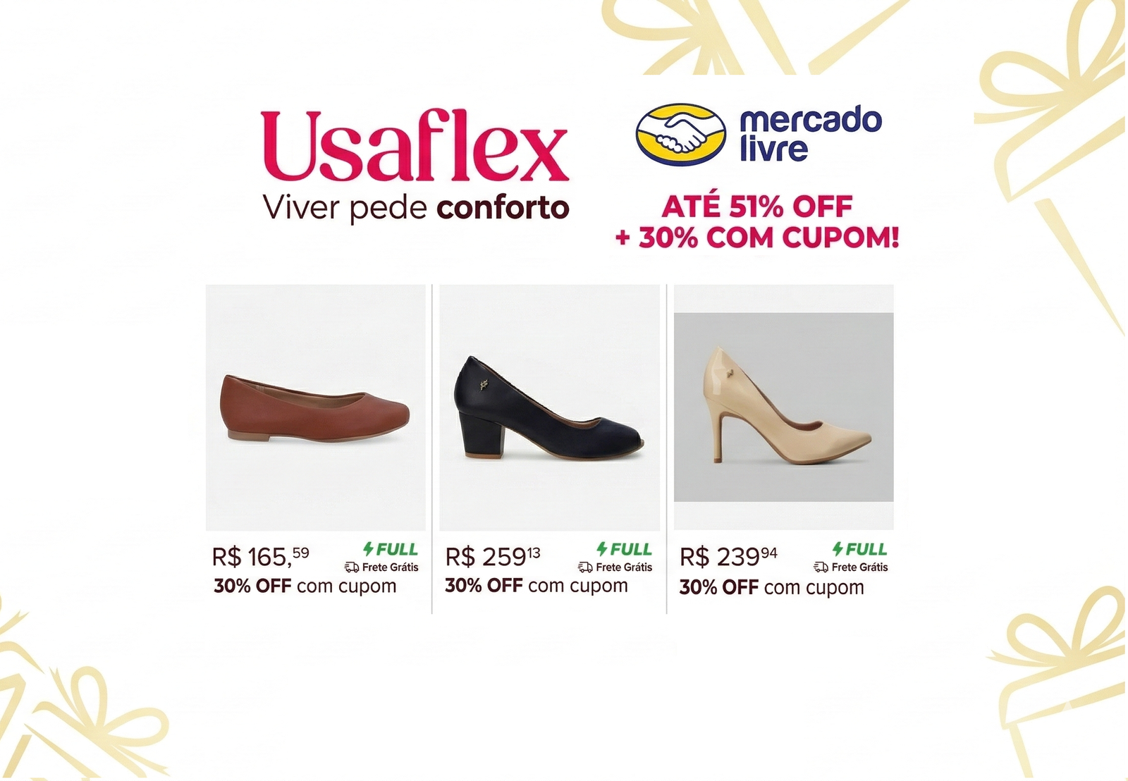 Calçados Usaflex com 15 a 25% de desconto com cupom Mercado Livre